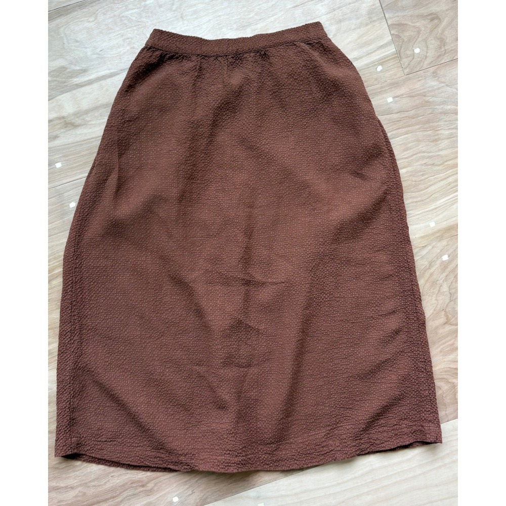 First Rite Rust Brown Textured Pleated Midi Skirt Pockets High Waist S
Linen‎ - Picture 9 of 11